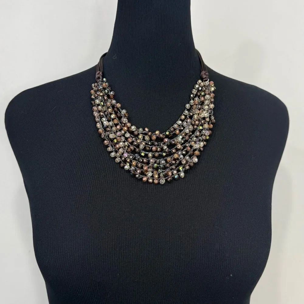 Rush by Denis & Charles Glass Bead Multi Strand Sparkle Statement Necklace